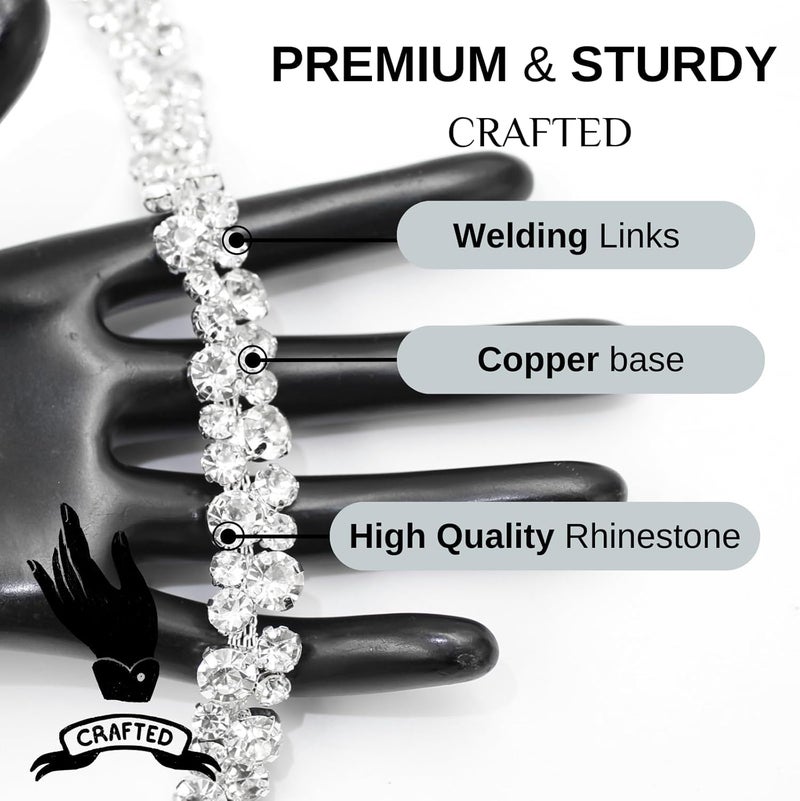 PEARLY JUN 1 Yard Rhinestone Trim Chain Sliver Applique Stringing Ribbon DIY Jewelry Wedding Party Bracelets Craft Bridal Bouquets Embellishment Accessories - Image 3